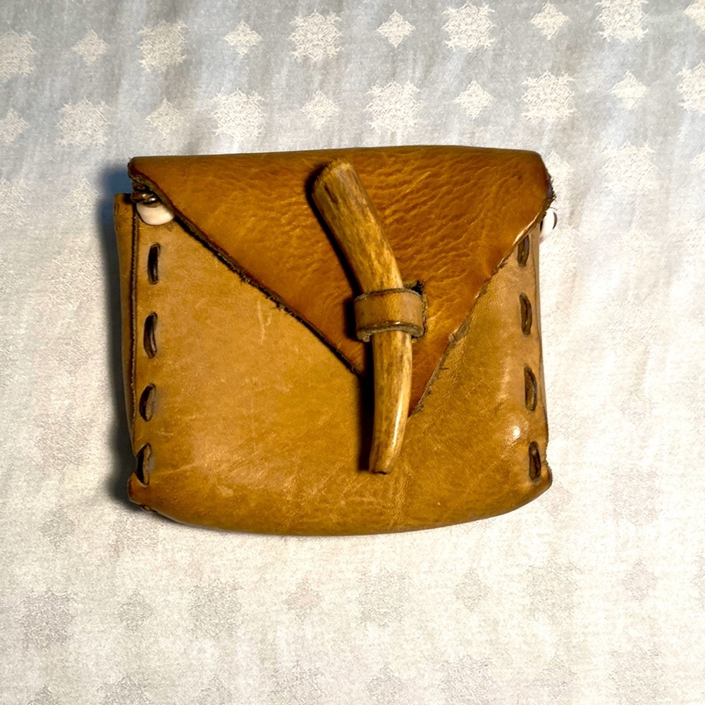 Custom Handmade 1970s Stash Bag w/ Antler Pipe